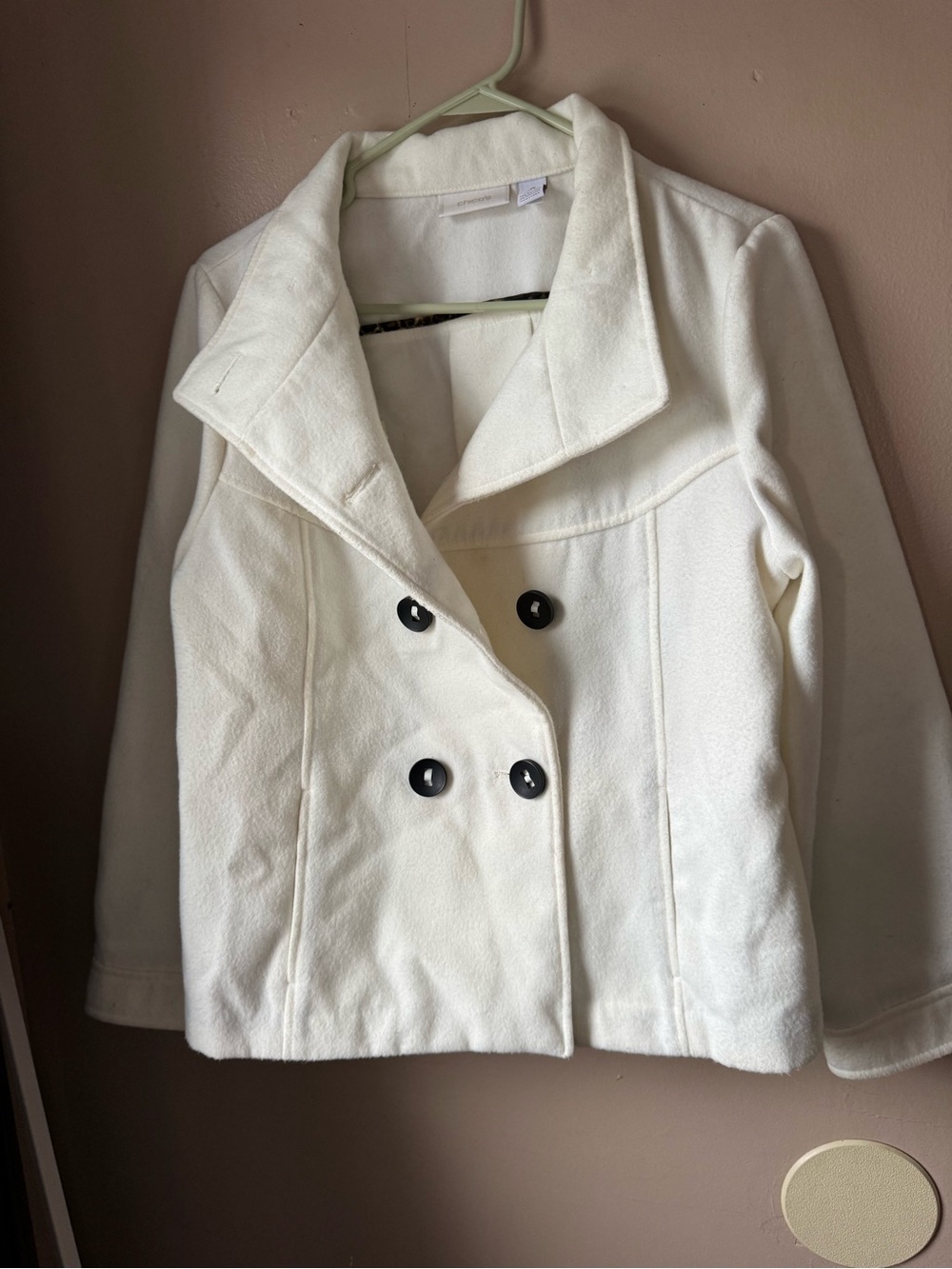 Chico's Off-White Double-Breasted Pea Coat